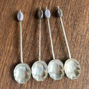 Antique EPNS silver tone coffee bean spoons set of 4